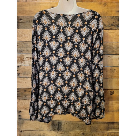 SALE- Gilded Intent women's black paisley floral boho top size medium - Picture 12 of 12